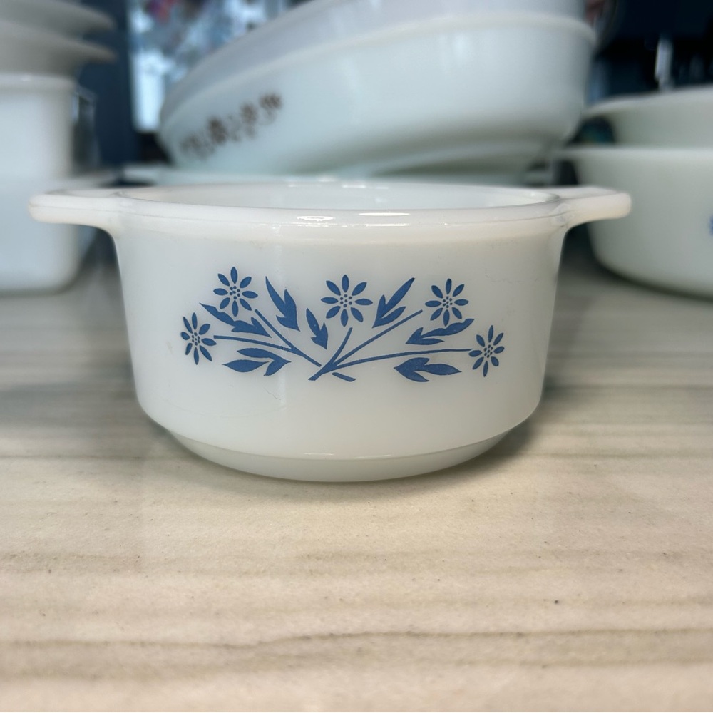 Classic White Casserole Dish with Blue Floral Design